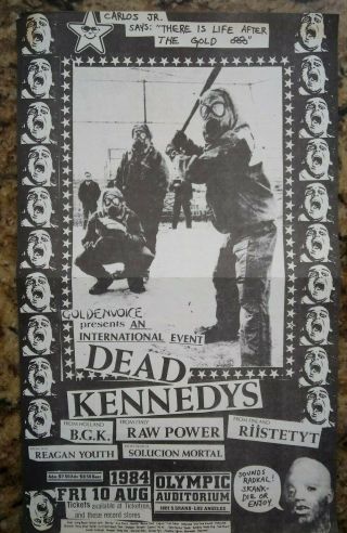 Dead Kennedys,  Reagan Youth,  Bgk,  Riistetyt Rare 1984 Punk Flyer,  La
