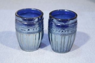 Antique Piccardo Berry Band And Ribs Blue Juice Tumblers Argentina Star