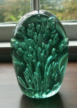 Antique English Glass Controlled Bubble Dump Doorstop Paperweight Victorian