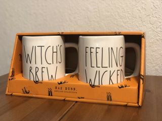 Rae Dunn “witch’s Brew” And “feeling Wicked” Halloween 2018 Mug Set Htw Nwt