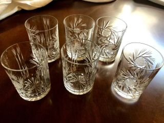 Set Of 6 Brilliant Cut Crystal Pinwheel Juice Water Tumblers Glasses
