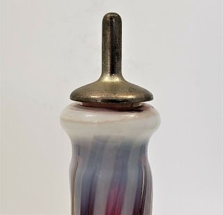 Vintage Fenton for LG Wright Barber Bottle Cranberry Opalescent Rib Optic Stripe 5