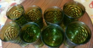 FOSTORIA AMERICAN WHITEHALL COLONY AVOCADO GREEN WATER,  ICE TEA GLASSES SET 8 2