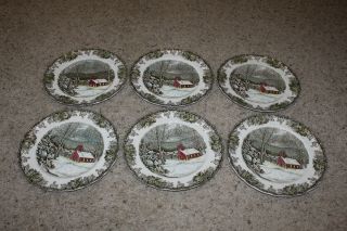 Johnson Brothers England The Friendly Village 6 Dinner Plates School House