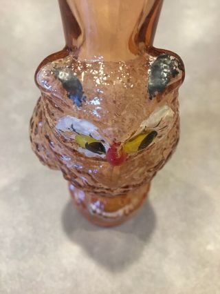 Antique Cambridge Glass Pink Glass Bottle Decanter Owl Figural Hand Painted 8