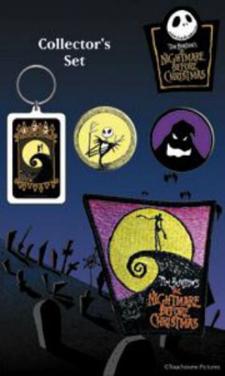 Nightmare Before Christmas Collector Set Keychain,  2 X Badges,  Patch Merch