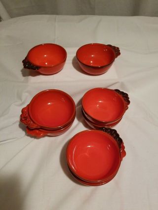 8 Metlox Poppytrail Provincial Red Rooster 5 " Soup Bowls W/handles