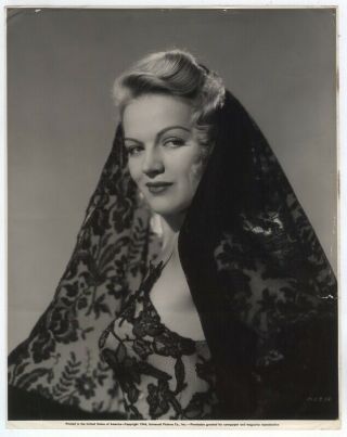 Martha O’driscoll 1944 Vintage Oversized 11x14 Glamour Portrait Black Lace
