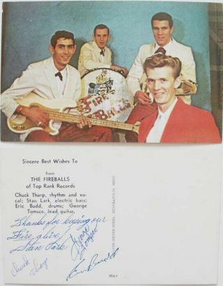 C1960 The Fireballs American Rock & Roll Signed By Lark,  Budd,  Tharp,  And Tomsc
