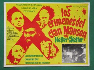 Helter Skelter Charles Manson Sharon Tate Crime Spanish Mexican Lobby Card