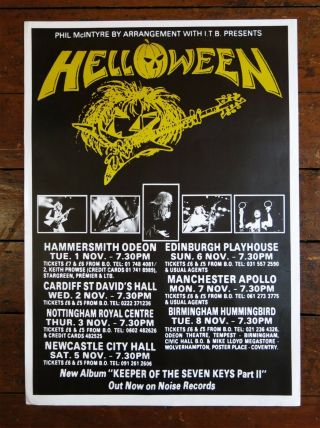 Helloween 1988 Pumpkins Fly Vintage Uk Promotional Tour Poster
