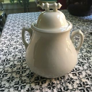 Antique White Ironstone Charles Meakin Hanley England Sugar Pot Jar Bowl W/lid