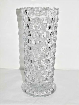Vtg Fostoria American Clear Crystal Glass 12 " Vase Cube Pattern