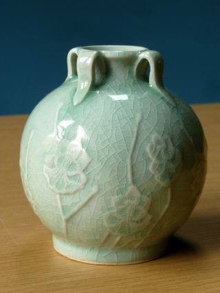 Celadon Pottery Crackle Glaze Weed Pot Vase Ceramic Studio Art Flowers Decor