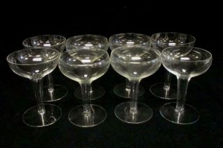 Set Of 8 Vintage Hollow Stem Crystal Champagne Coupe Glasses Party Wedding