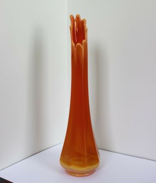 Large Mid Century Modern Le Smith Bittersweet Glass Swung Vase - Melting Drip