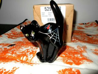 Rare Fenton Glass Halloween Scaredy Cat Spider Rhinestone Black Figurine Myoung