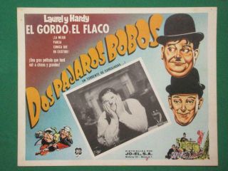 Stan Laurel Oliver Hardy Block - Heads Dos Pajaros Bobos Mexican Lobby Card 2