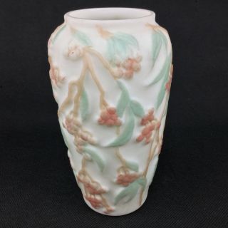 Phoenix Consolidated Art Glass Bittersweet Coral Green One 10 " Vase