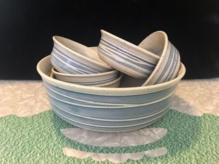 Vintage Canadian Studio Art Pottery Salad/dessert Bowls Set Of 6 By Ross Canada