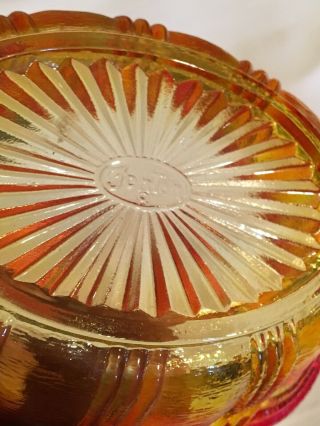 FENTON Hen on Nest Glass Covered dish - Orange Red 3