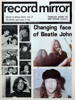 Record Mirror 29 Nov 1969.  The Beatles John Lennon Front Cover.  Not Nme