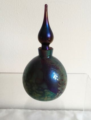Vintage Okra Richard Golding Art Glass Iridescent Perfume Bottle 2004