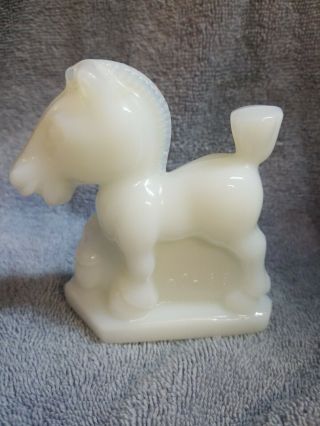 Very Rare 1988 Glossy White Hca 88 Heisey Fenton Glass Sparky Horse Figurine