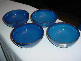 4 Denby Imperial Blue 6 1/2 " Cereal Bowls With Tags England
