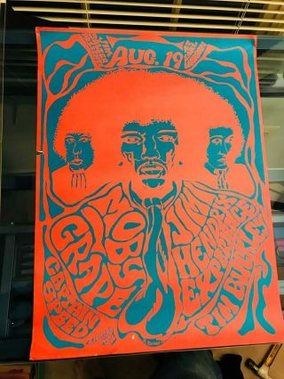 Vintage Poster Jimi Hendrix Earl Warren Moby Grape Tim Buckley 1960’s Woodstock