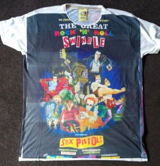 Sex Pistols Great Rock N Roll Swindle Allover Sublimated T Shirt Size Xxl