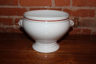 Richard Ginori 7l Large Bowl Lions 9 Inch Wide 7 Inch Tall Italy White Red Trim