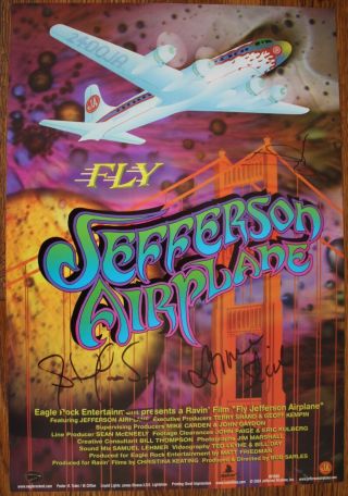 Fly Jefferson Airplane Poster Signed Grace Slick Cassidy Kaukonen Psychadelic