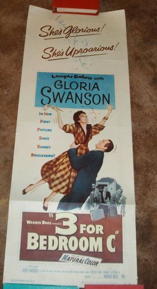 " 3 For Bedroom C " Gloria Swanson 1952 Insert Movie Poster