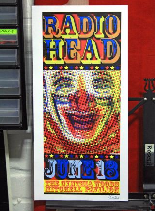 Radiohead Cynthia Woods Mitchell Pavilion 2001 Limited Edition Signed Poster