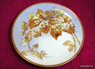 A Lanternier Limoges (fall Leaves) 8 5/8 " Hand Painted Plate Exc Signed Max