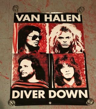 Van Halen Orig.  Rare Diver Down Lp Promo Poster 1982