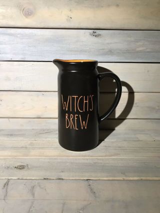 Rae Dunn Halloween Witch’s Brew Pitcher - Nwt - Black/orange,  Ceramic Htf