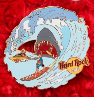 Hard Rock Cafe Pin Maui Hi Halloween Shark Attack Jaws Surfboard Jet Ski Surfer