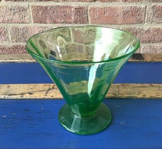 Large Thomas Webb Vaseline Uranium Ribbed Glass Trumpet Vase