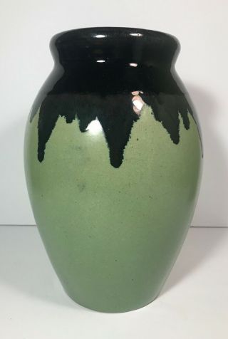 Vintage Zanesville Stoneware Bacorcy " Black Overflow " Vase / Oil Jar 11 - 1/2 "