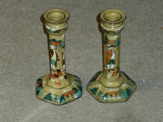 Vintage Buffalo Pottery Deldare Ware Candlestick Exc (, 1 With Repair)