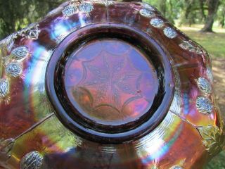 Fenton PEACOCK & GRAPE ANTIQUE CARNIVAL ART GLASS RUFFLED BOWL AMETHYST 8
