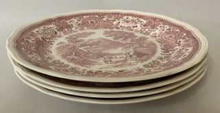 Villeroy & Boch Burgenland Maroon Red Pink Dinner Plates Set Of 4