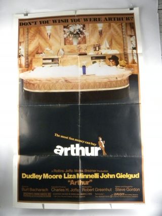 1981 Arthur Movie Poster 27 X 41,  Dudley Moore,  Liza Minnelli