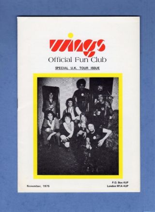 Paul Mccartney Wings Mpl Official Fun Club 1975 Special Uk Tour Issue