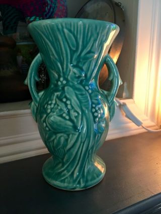 Mccoy Pottery Blue/green Bird Of Paradise Vase 1940’s