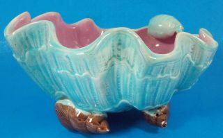 Large Antique Majolica Clam Shell Fruit Bowl By Morley