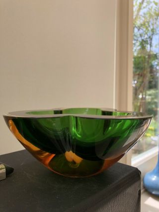 Vintage Retro Murano Sommerso Tricolor Italian Art Glass Bowl/ashtray