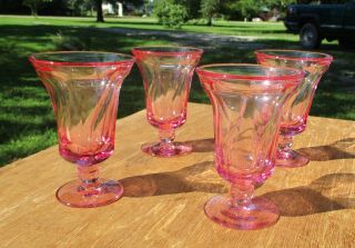 Set Of 4 Pink Jamestown Fostoria 6” Goblets Water Glass -